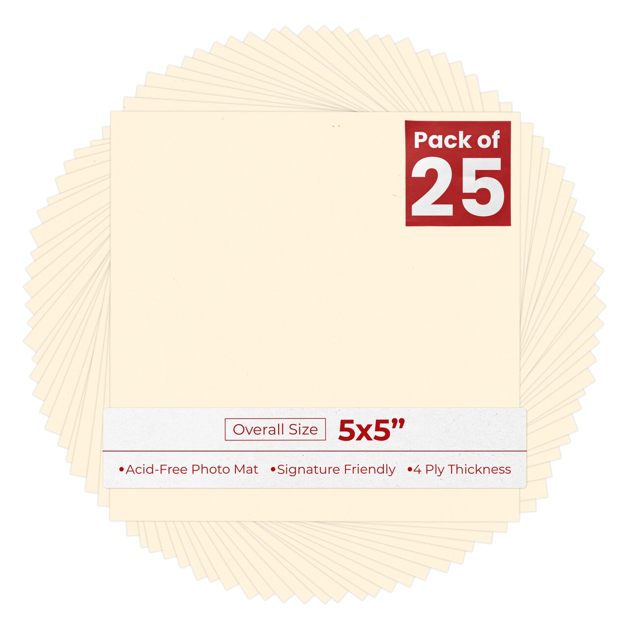 Bamboo Beige 5x5 Inch Uncut Mat Board - Blank Sheets, No Opening